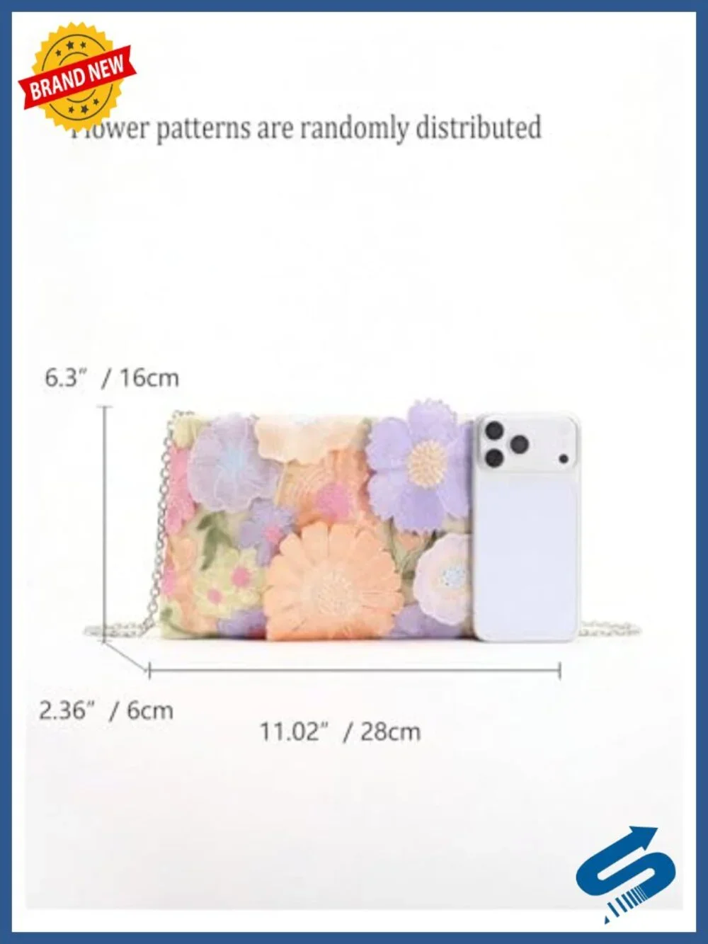 Floral Clutch Purse Women Y2k Lightweight Magnet Wallet Crossbody Bag